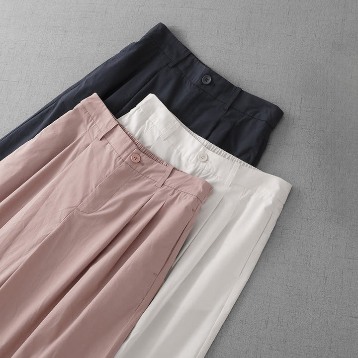 Buddha Stones Casual effen polyester damesbroek met wijde pijpen, Lengte 7-8, met Zakken. - image 18