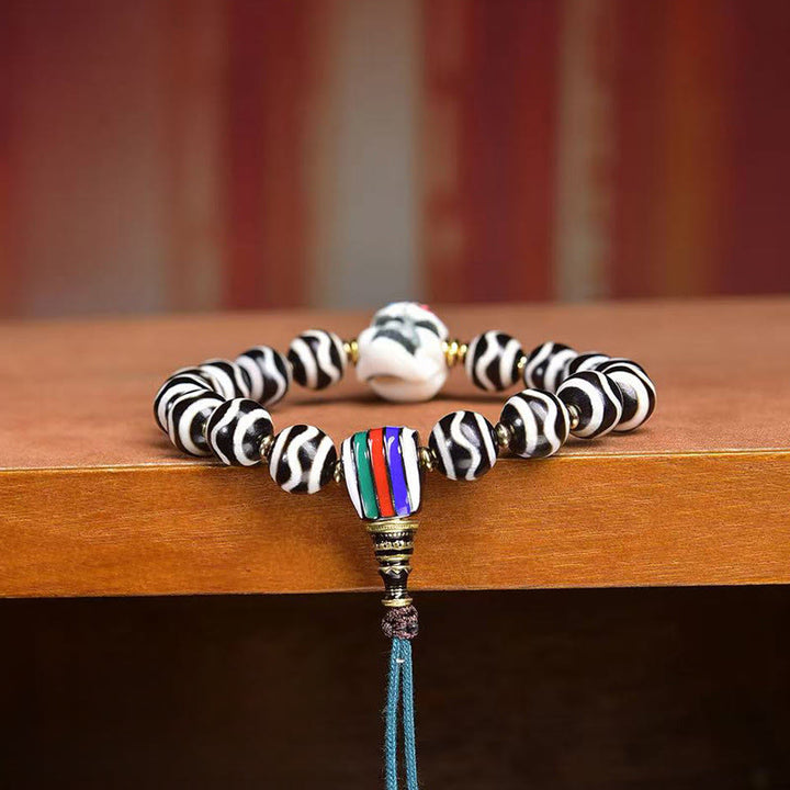 Buddha Stones Tibetaanse Dzi-kraal, Armband ter bescherming van de Heer van het Lijkenbos - image 3