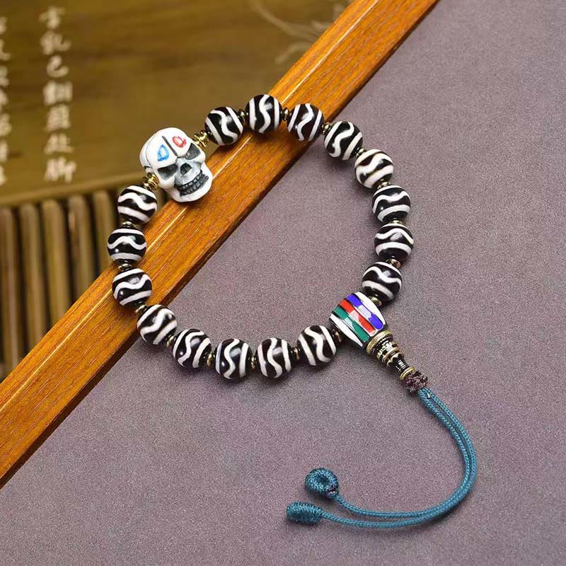 Buddha Stones Tibetaanse Dzi-kraal, Armband ter bescherming van de Heer van het Lijkenbos - image 1