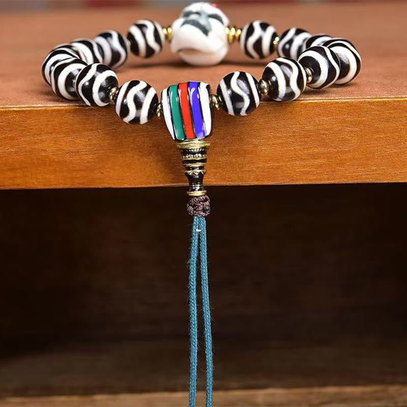 Buddha Stones Tibetaanse Dzi-kraal, Armband ter bescherming van de Heer van het Lijkenbos - image 6