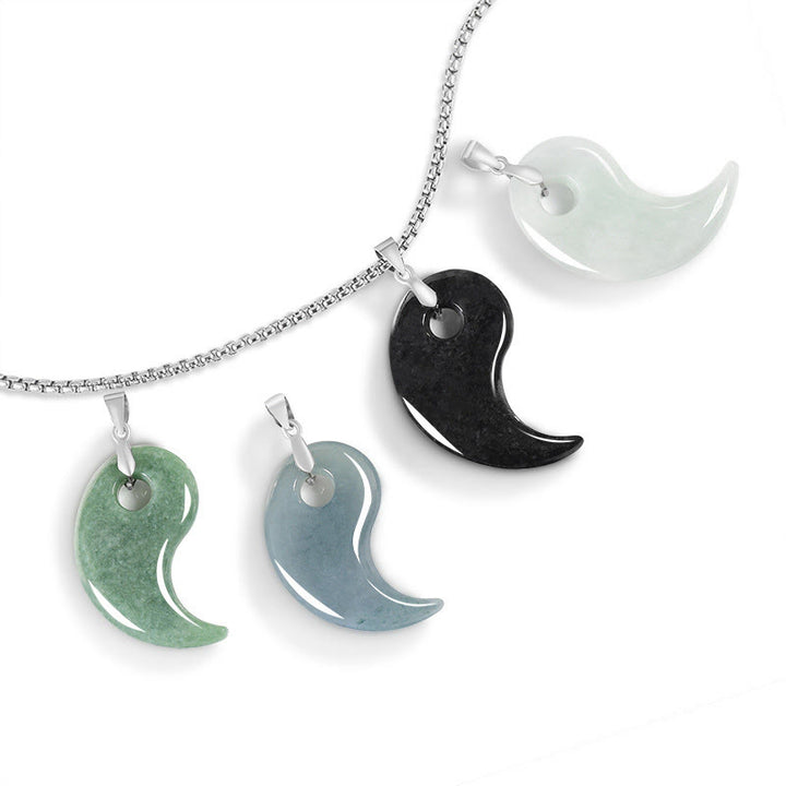Buddha Stones Druppelvormige jade titanium stalen ketting Ketting - image 10