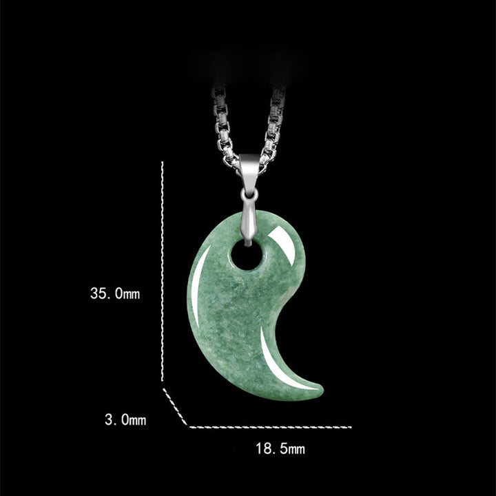 Buddha Stones Druppelvormige jade titanium stalen ketting Ketting - image 2