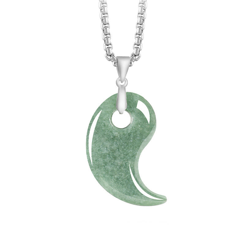 Buddha Stones Druppelvormige jade titanium stalen ketting Ketting - Middelzeegroen - Jade - image 0