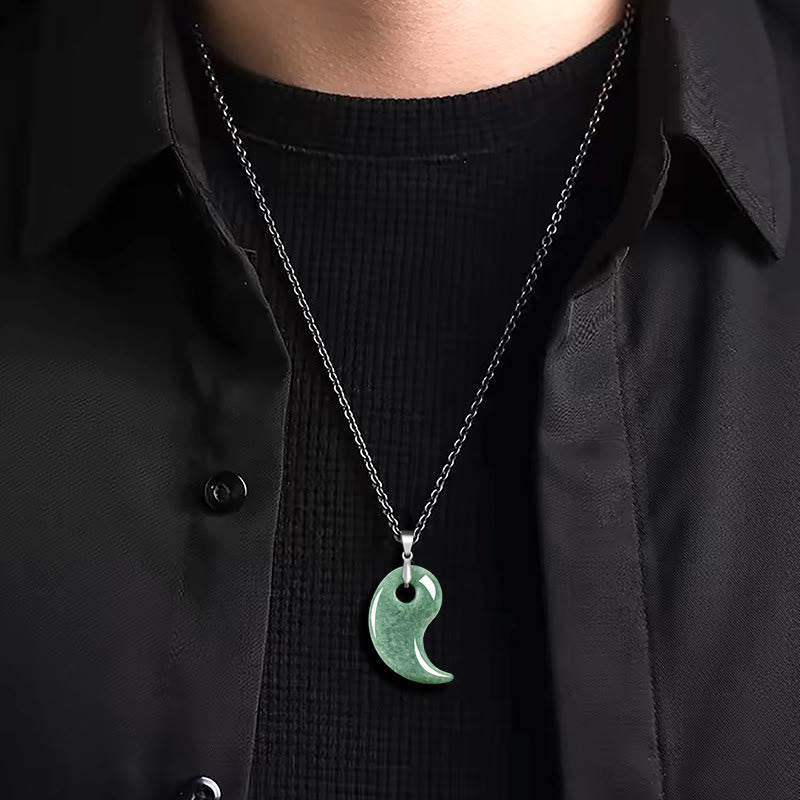 Buddha Stones Druppelvormige jade titanium stalen ketting Ketting - image 3