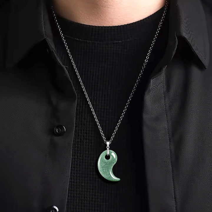 Buddha Stones Druppelvormige jade titanium stalen ketting Ketting - image 3