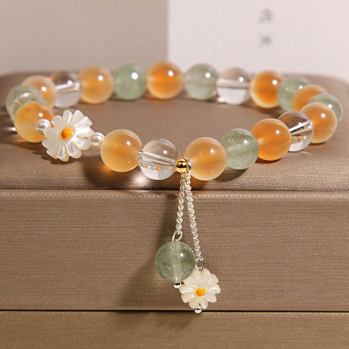 Buddha Stones Natuurlijke Daisy Candy agaat groene aardbeikwarts helende Armband - Candy Agate (Polsomtrek: 15-17 cm) - image 0