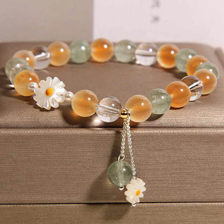 Buddha Stones Natuurlijke Daisy Candy agaat groene aardbeikwarts helende Armband - image 2