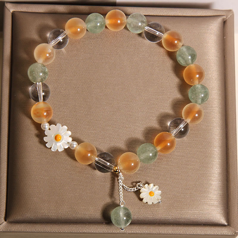 Buddha Stones Natuurlijke Daisy Candy agaat groene aardbeikwarts helende Armband - image 3