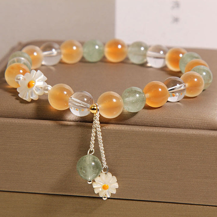 Buddha Stones Natuurlijke Daisy Candy agaat groene aardbeikwarts helende Armband - image 1