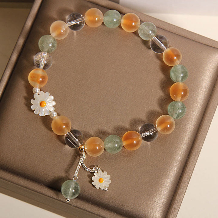 Buddha Stones Natuurlijke Daisy Candy agaat groene aardbeikwarts helende Armband - image 5