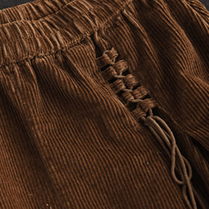 Buddha Stones Effen corduroy damesrok met Zakken , Lengte 7-8 - image 11