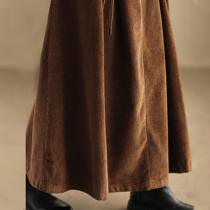 Buddha Stones Effen corduroy damesrok met Zakken , Lengte 7-8 - image 10