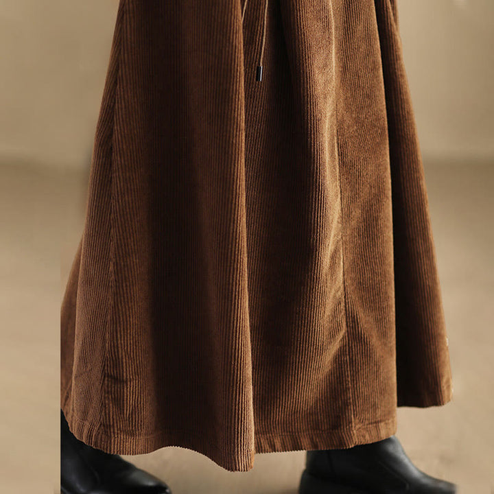 Buddha Stones Effen corduroy damesrok met Zakken , Lengte 7-8 - image 10