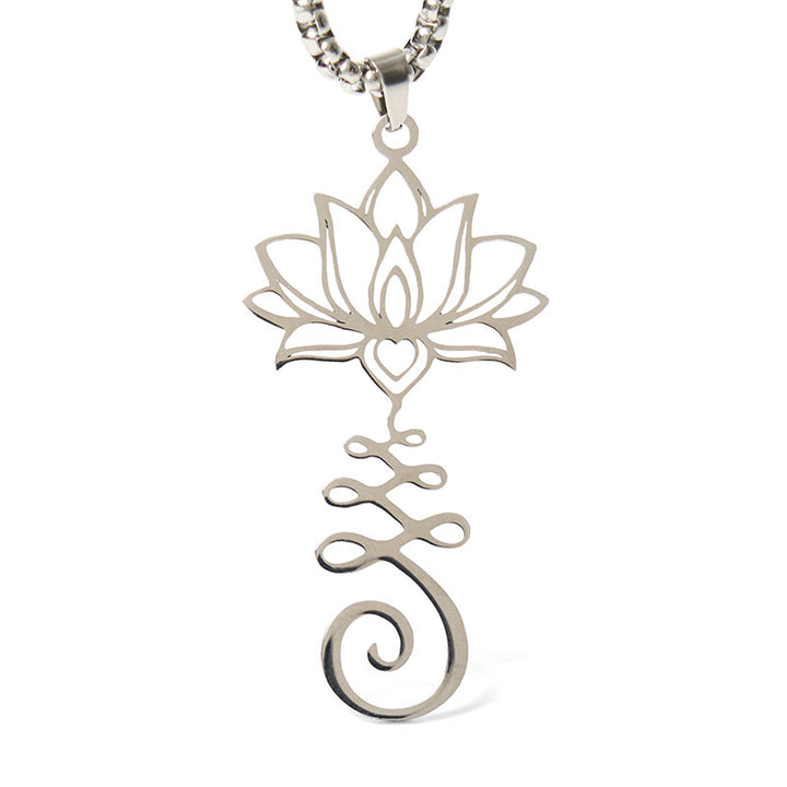 Buddha Stones Chakra-symbool, onregelmatig ontwerp, lotus, roestvrijstalen Ketting - image 5