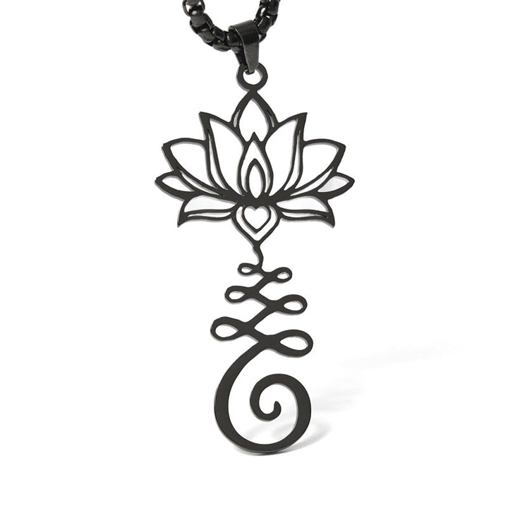 Buddha Stones Chakra-symbool, onregelmatig ontwerp, lotus, roestvrijstalen Ketting - image 18