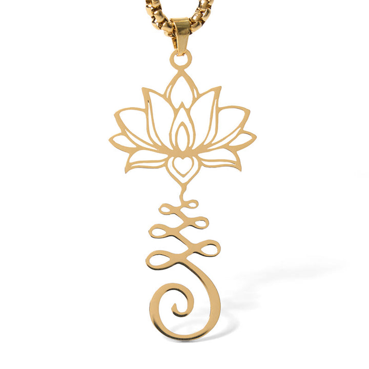 Buddha Stones Chakra-symbool, onregelmatig ontwerp, lotus, roestvrijstalen Ketting - image 12