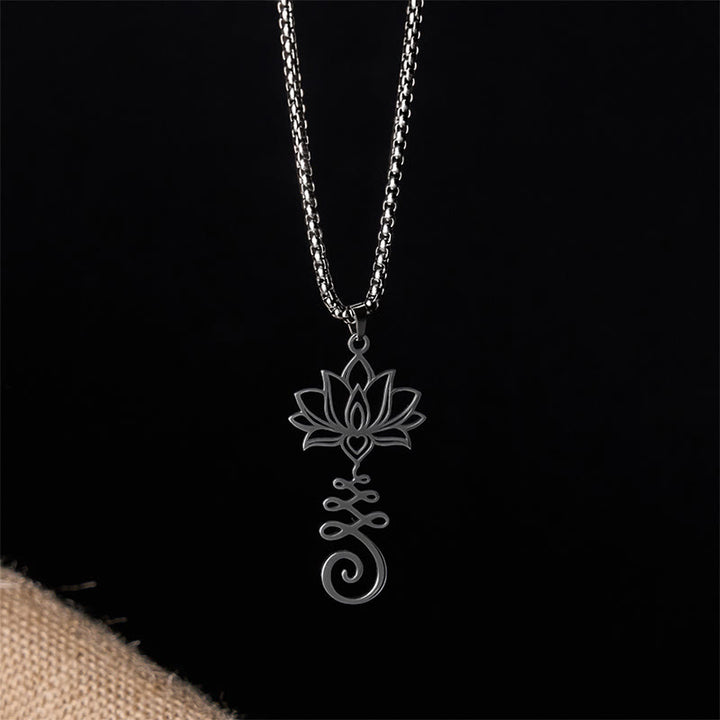 Buddha Stones Chakra-symbool, onregelmatig ontwerp, lotus, roestvrijstalen Ketting - image 14