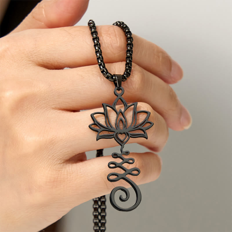 Buddha Stones Chakra-symbool, onregelmatig ontwerp, lotus, roestvrijstalen Ketting - image 17