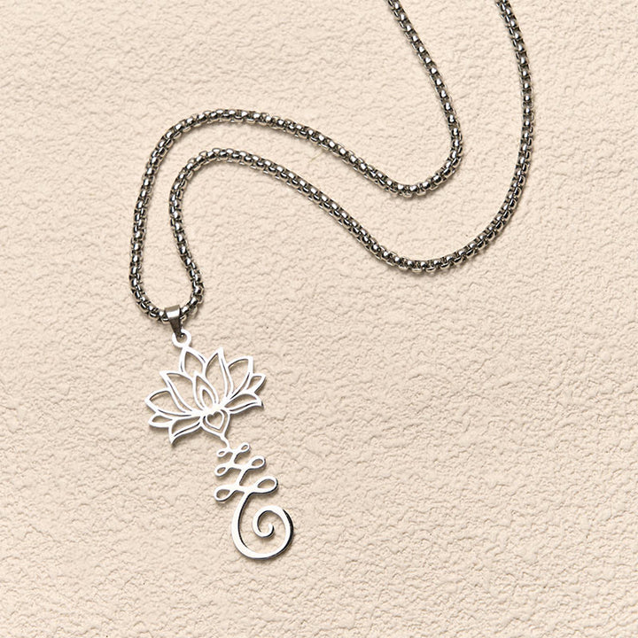 Buddha Stones Chakra-symbool, onregelmatig ontwerp, lotus, roestvrijstalen Ketting - image 3