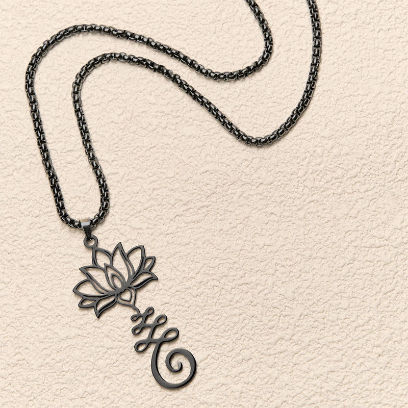 Buddha Stones Chakra-symbool, onregelmatig ontwerp, lotus, roestvrijstalen Ketting - image 16