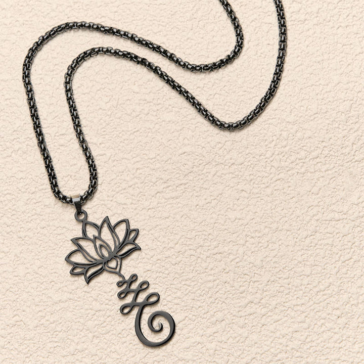 Buddha Stones Chakra-symbool, onregelmatig ontwerp, lotus, roestvrijstalen Ketting - image 16