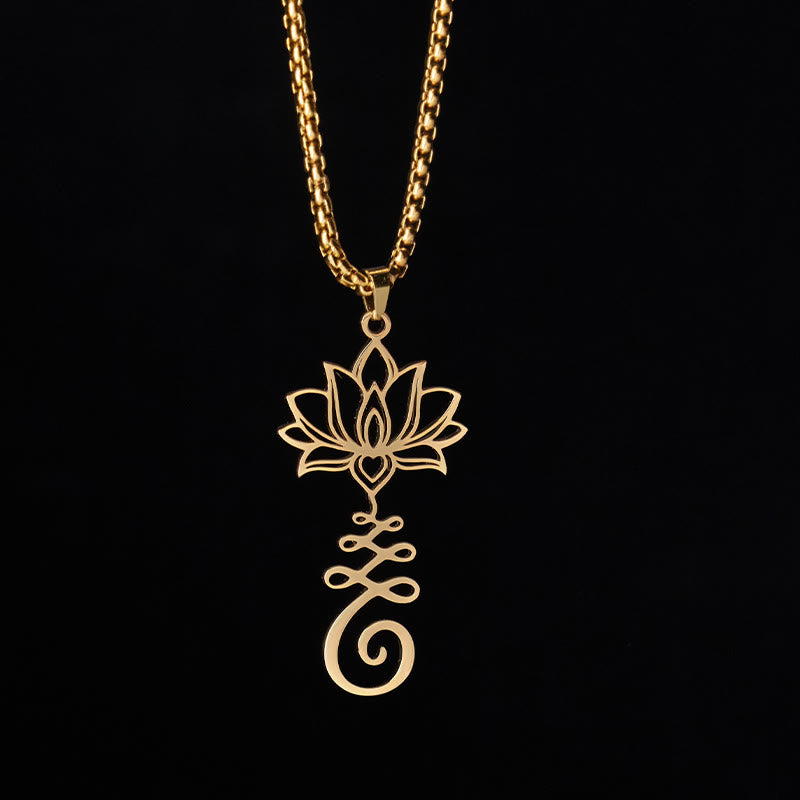 Buddha Stones Chakra-symbool, onregelmatig ontwerp, lotus, roestvrijstalen Ketting - image 8