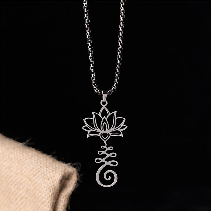Buddha Stones Chakra-symbool, onregelmatig ontwerp, lotus, roestvrijstalen Ketting - image 1