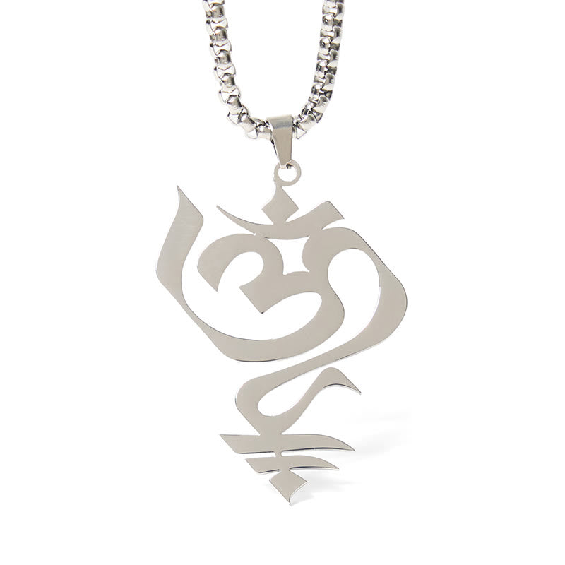Buddha Stones Vintage OM-symbool geometrisch ontwerp roestvrijstalen Ketting - image 12
