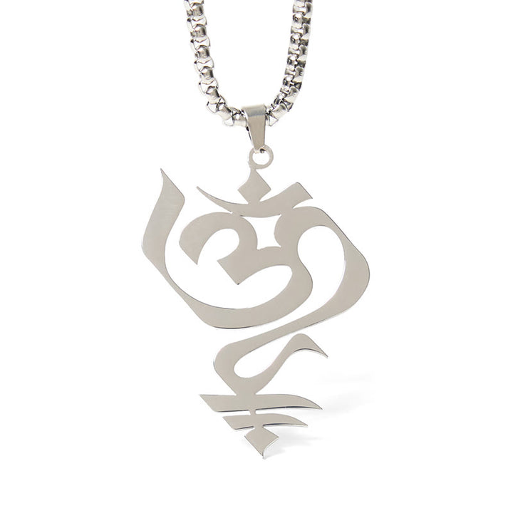 Buddha Stones Vintage OM-symbool geometrisch ontwerp roestvrijstalen Ketting - image 12