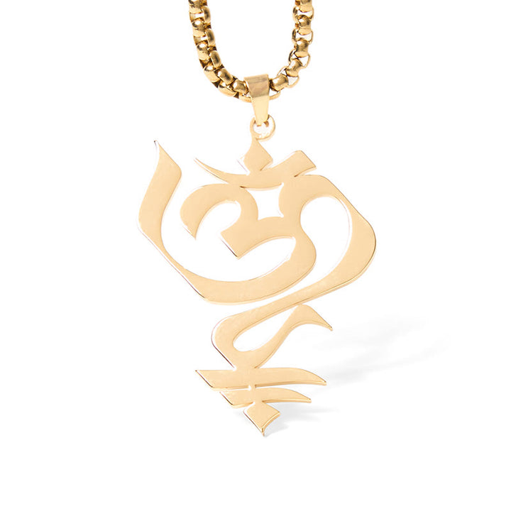 Buddha Stones Vintage OM-symbool geometrisch ontwerp roestvrijstalen Ketting - image 5