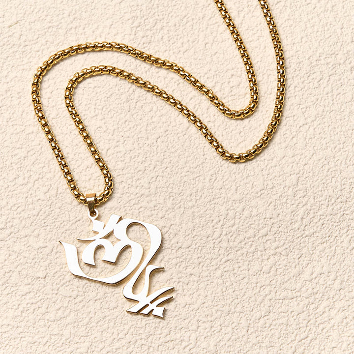 Buddha Stones Vintage OM-symbool geometrisch ontwerp roestvrijstalen Ketting - image 2