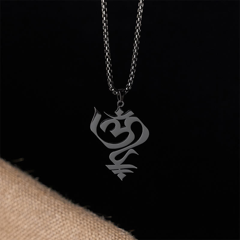 Buddha Stones Vintage OM-symbool geometrisch ontwerp roestvrijstalen Ketting - image 14