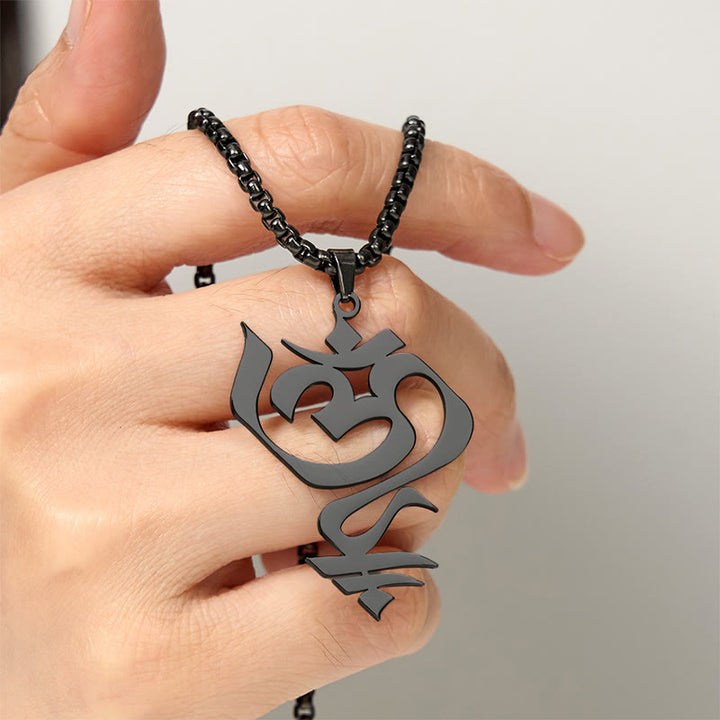 Buddha Stones Vintage OM-symbool geometrisch ontwerp roestvrijstalen Ketting - image 17