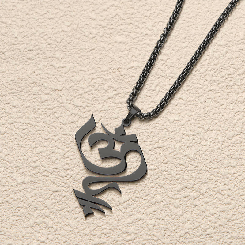 Buddha Stones Vintage OM-symbool geometrisch ontwerp roestvrijstalen Ketting - image 16