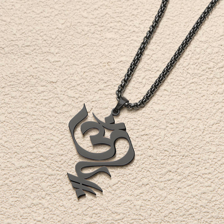 Buddha Stones Vintage OM-symbool geometrisch ontwerp roestvrijstalen Ketting - image 16