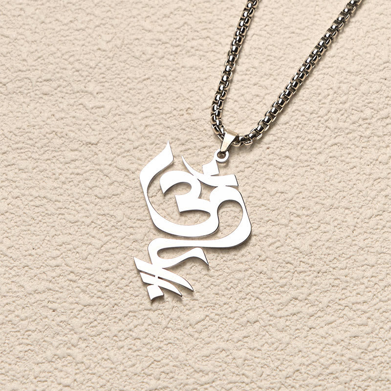 Buddha Stones Vintage OM-symbool geometrisch ontwerp roestvrijstalen Ketting - image 10