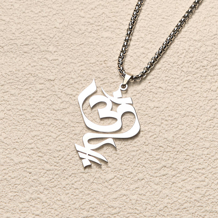 Buddha Stones Vintage OM-symbool geometrisch ontwerp roestvrijstalen Ketting - image 10