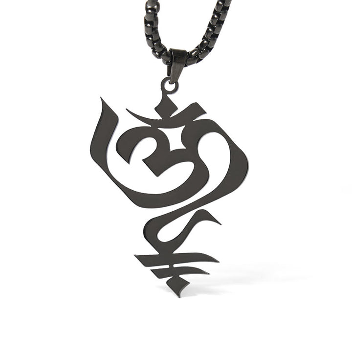 Buddha Stones Vintage OM-symbool geometrisch ontwerp roestvrijstalen Ketting - image 18