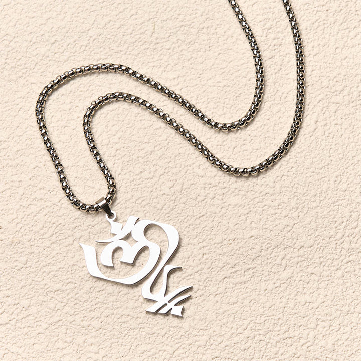 Buddha Stones Vintage OM-symbool geometrisch ontwerp roestvrijstalen Ketting - image 9