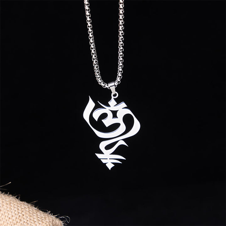Buddha Stones Vintage OM-symbool geometrisch ontwerp roestvrijstalen Ketting - image 8