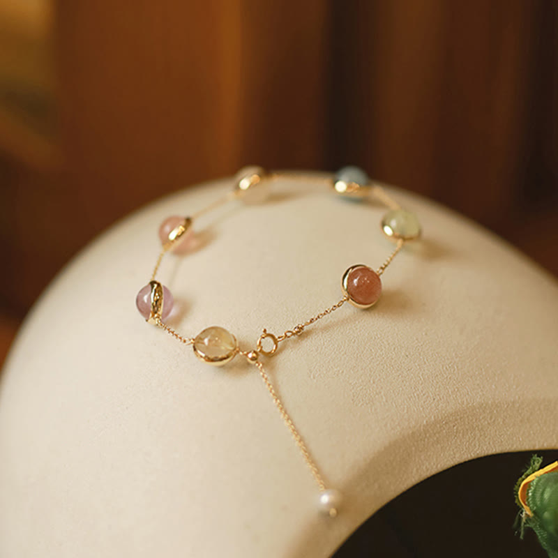 Buddha Stones Kleurrijke kristallen amethist aardbeikwarts Armband - image 11