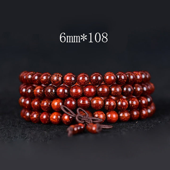 Buddha Stones Tibetaanse Armband met kleine rode sandelhouten blaadjes - 6mm* 108 - image 1