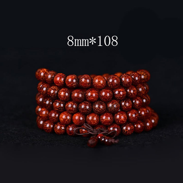 Buddha Stones Tibetaanse Armband met kleine rode sandelhouten blaadjes - 8mm* 108 - image 3