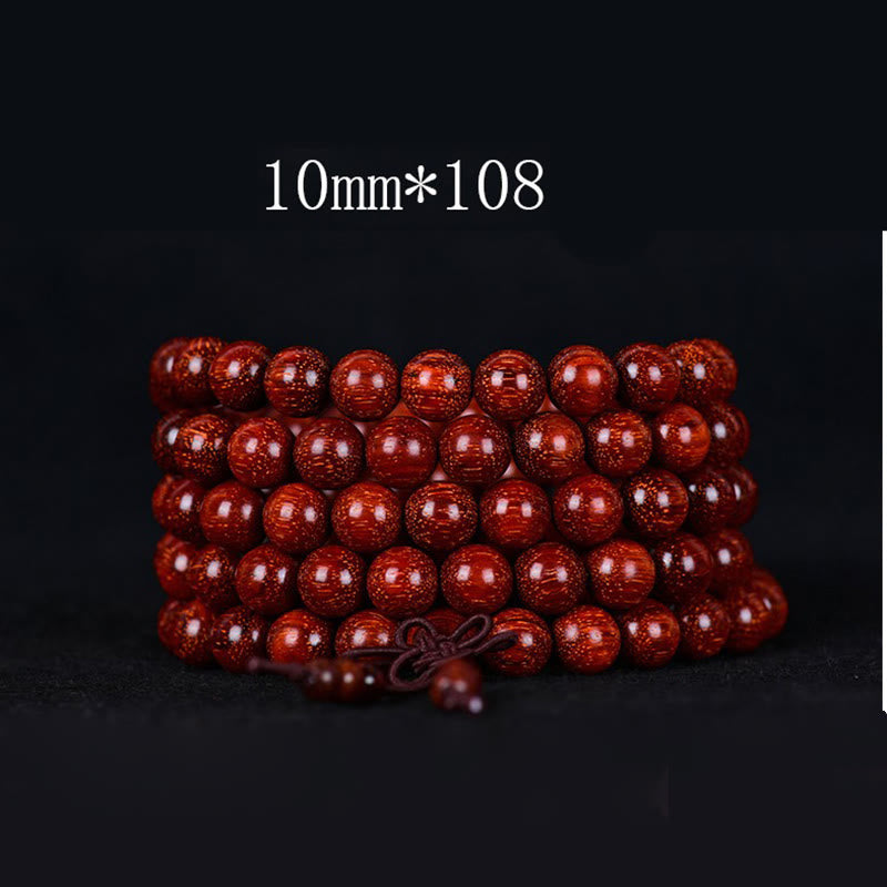 Buddha Stones Tibetaanse Armband met kleine rode sandelhouten blaadjes - 10mm* 108 - image 4