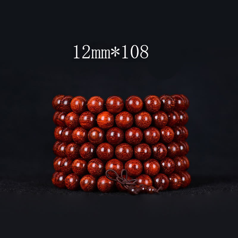 Buddha Stones Tibetaanse Armband met kleine rode sandelhouten blaadjes - 12mm*108 - image 5