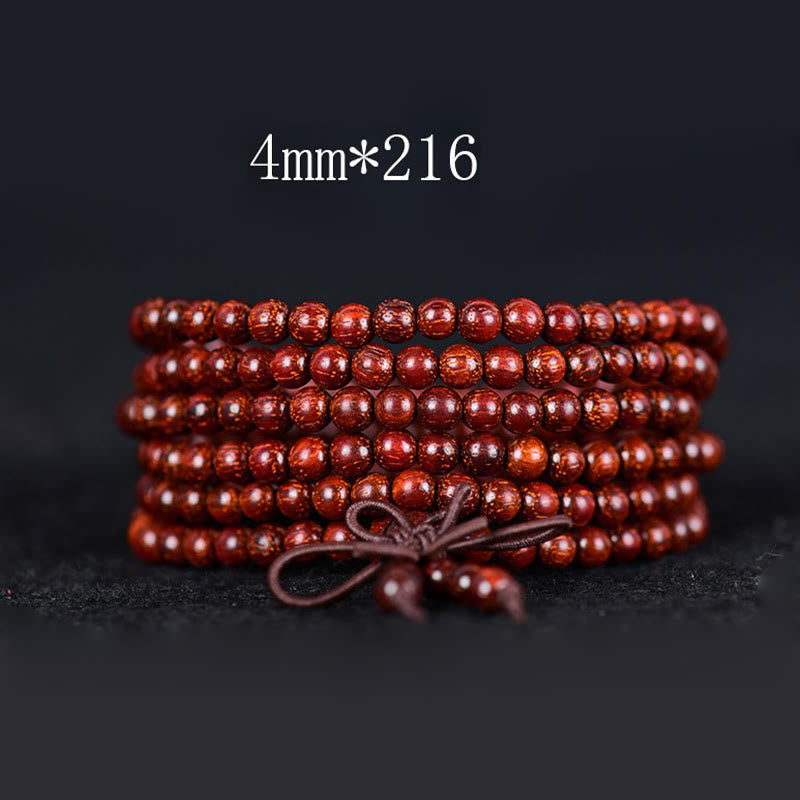 Buddha Stones Tibetaanse Armband met kleine rode sandelhouten blaadjes - 4mm*216 - image 6