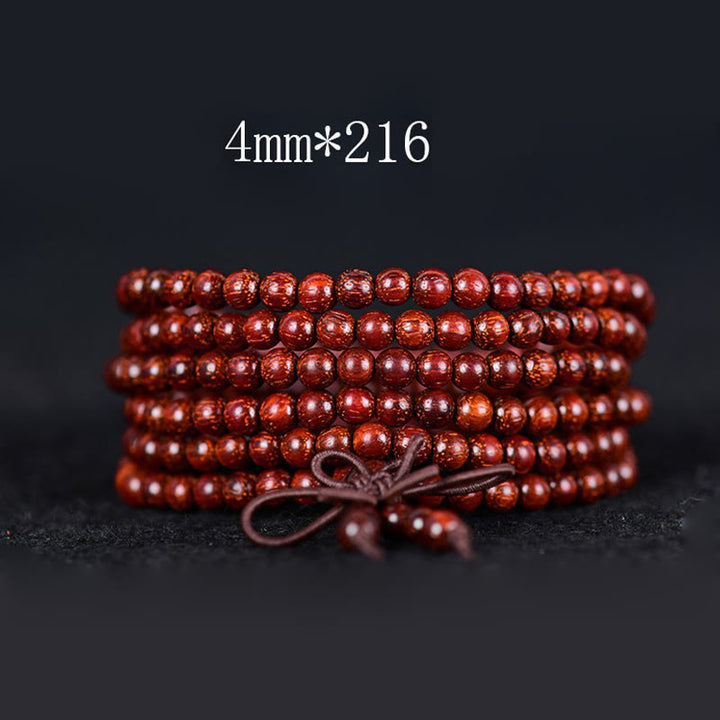 Buddha Stones Tibetaanse Armband met kleine rode sandelhouten blaadjes - 4mm*216 - image 6