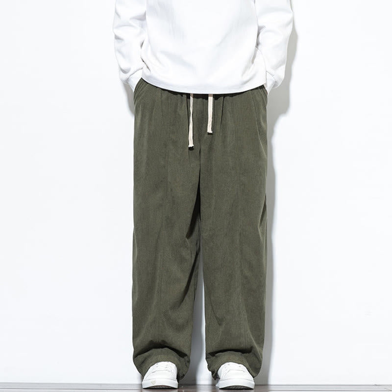Buddha Stones Effen heren harembroek van puur corduroy met Zakken. - Olijfgroen - US/UK/AU46, EU56 (5XL) - image 0