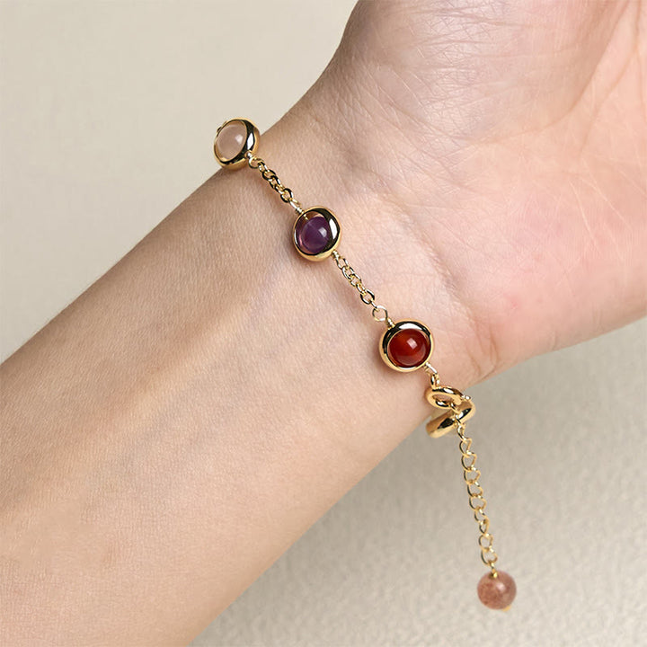 Buddha Stones Kleurrijke kristallen amethist aardbeikwarts Armband - image 3