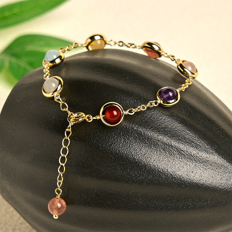 Buddha Stones Kleurrijke kristallen amethist aardbeikwarts Armband - image 1